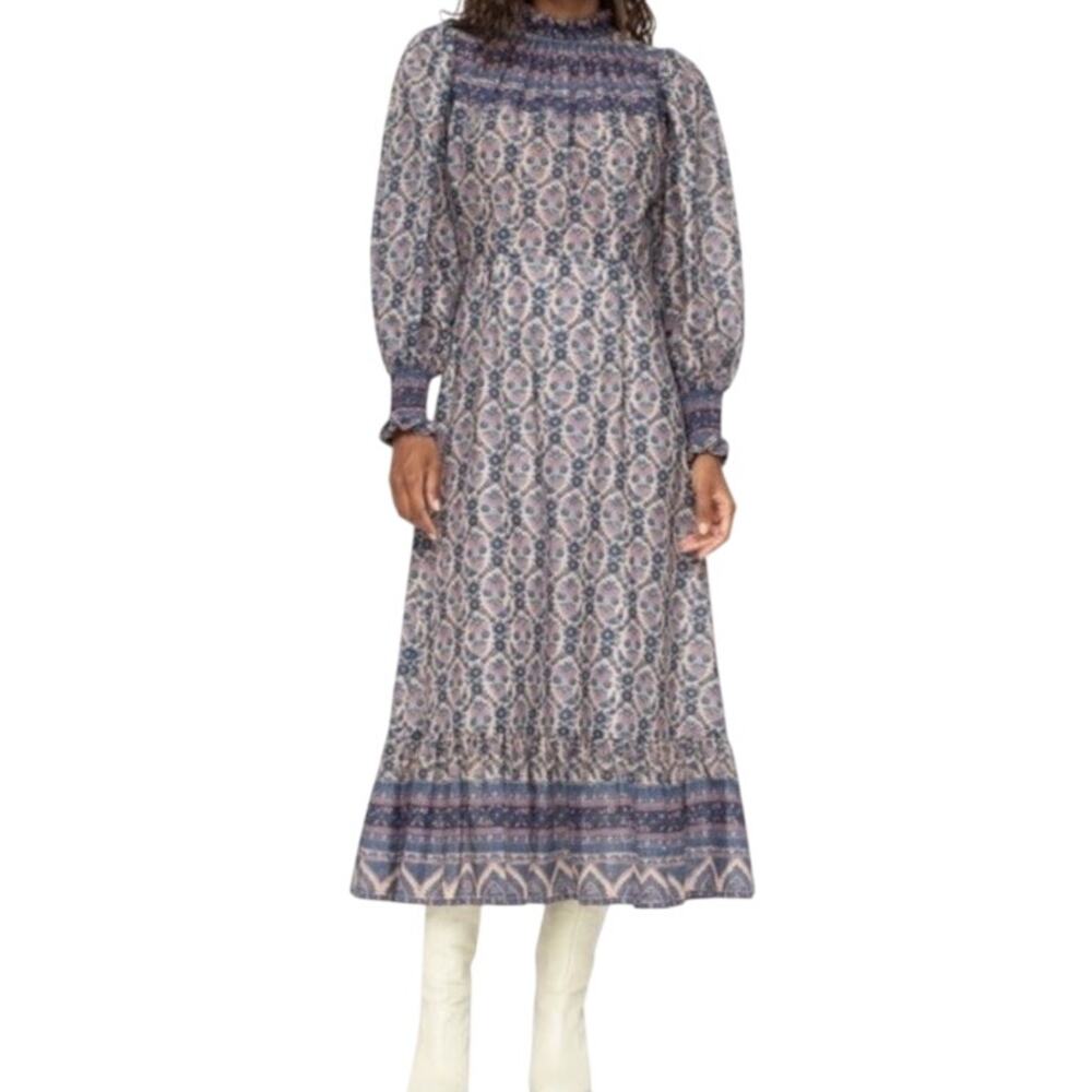 Sea New York Blue Floral Midi Dress Size 8